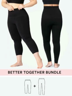 Outlet 🧨 Bundle Shapermint Essentials - 1 High Waisted Shaping Leggings + 1 Capri 🔔